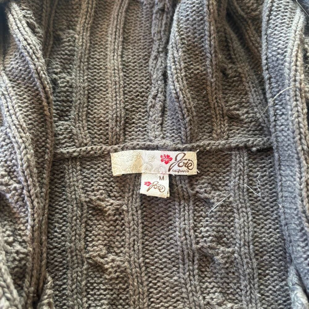 Joie Women’s y2k Green Chunky Knit Cashmere Blend Button Up Hoodie Goblincore - Picture 3 of 6